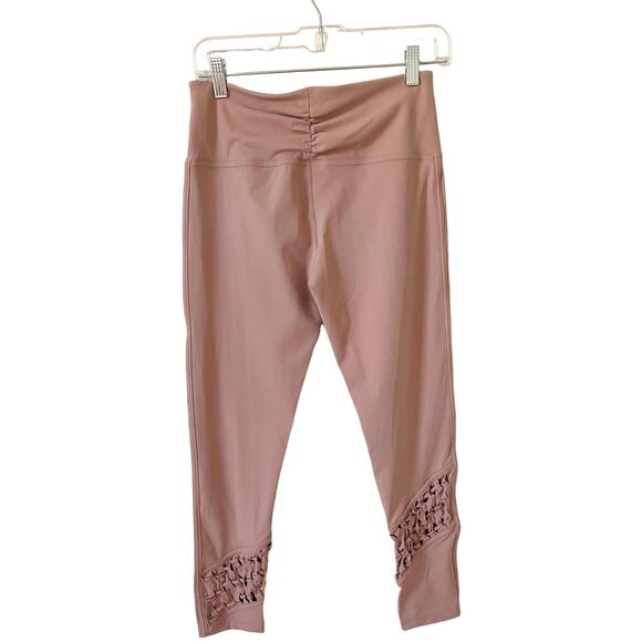 Free People Movement High Rise Ruched Braided Leggings Mauve Pink Size Medium - Picture 1 of 7